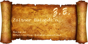 Zoltner Balabán névjegykártya